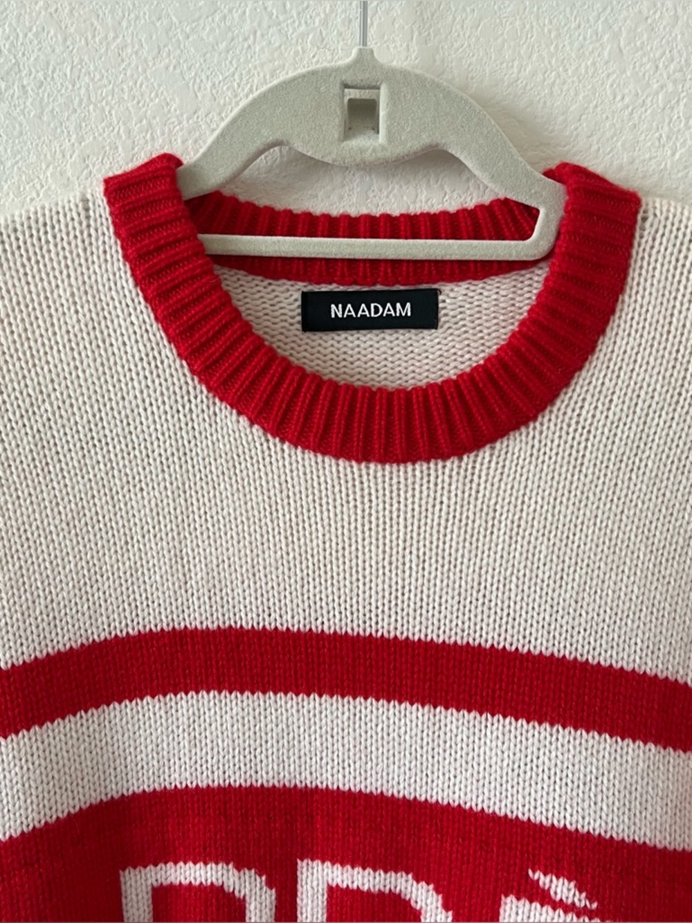 NAADAM Red and Cream 'APRÈS' Crewneck Sweater - Picture 10 of 16